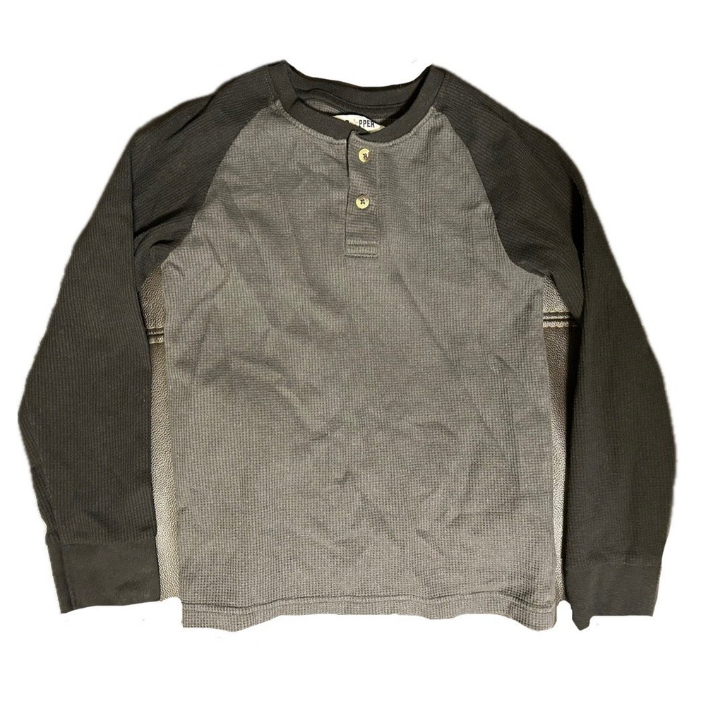 Copper Denim Black/Gray Thermal Long Sleeve Henley Shirt. Kids Size Small (8) - Picture 3 of 8